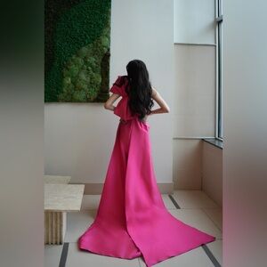 Rachel Gilbert Marta Wool & Silk One-Shoulder Gown with Train AU1/US4 NWT